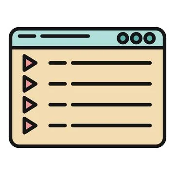 Browser window displaying multimedia playlist interface Stock Illustration
