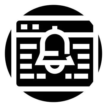 Browser window displaying notification bell icon alert Stock Illustration