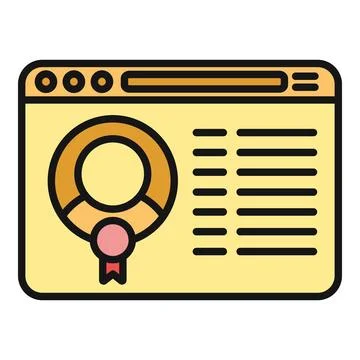 Browser window displaying online achievement medal icon Stock Illustration