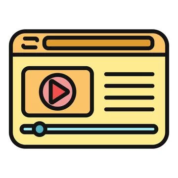Browser window displaying online video player interface Stock Illustration
