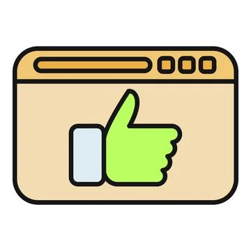 Browser window displaying like or thumbs up icon Illustrazione stock