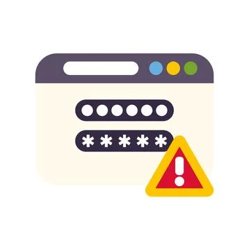 Browser window displaying password error and security alert イラスト素材