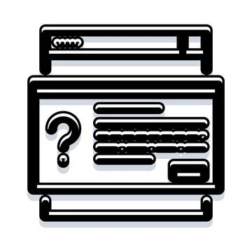 Browser window displaying question mark for help support Illustrazione stock