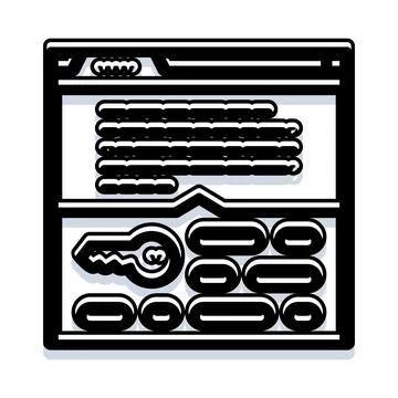 Browser window displaying secure login key and data Stock Illustration