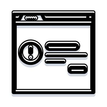 Browser window displaying security alert notification message Stock Illustration