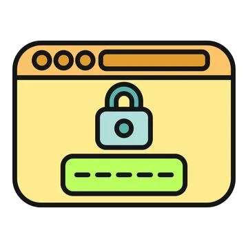 Browser window displaying security padlock and password field Illustrazione stock