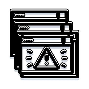 Browser window displaying system error warning icon イラスト素材