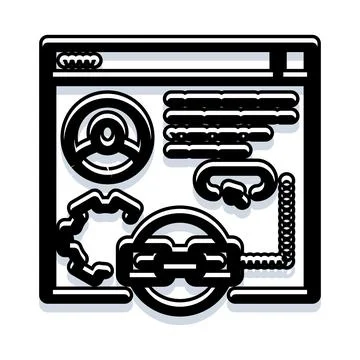 Browser window displaying web interface connection concept Stock Illustration