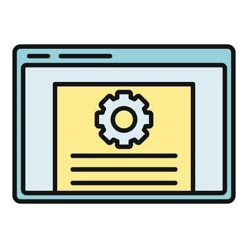 Browser window displaying web settings gear icon Illustrazione stock