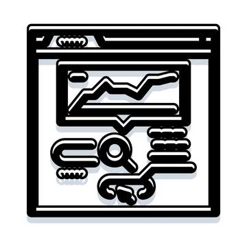 Browser window displaying website data analytics statistics Illustrazione stock