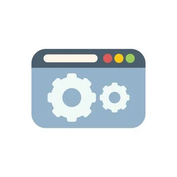 Browser window displaying website under construction with cogwheels Stock Illustration