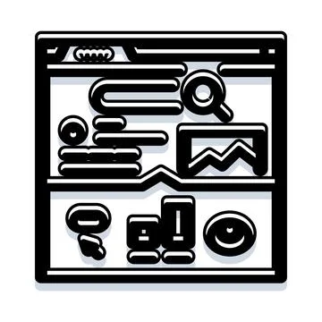 Browser window displaying website user interface technology Stock Illustration
