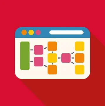 Browser window displaying workflow diagram or flowchart Stock Illustration