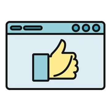 Browser window displaying a yellow thumbs up icon Illustrazione stock