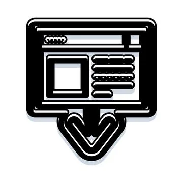Browser window downloading content icon illustration Illustrazione stock