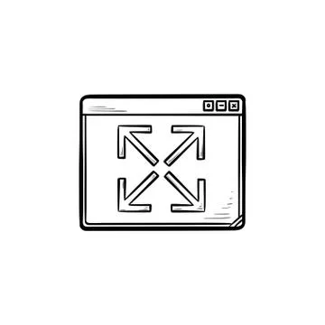 Browser window expansion hand drawn outline doodle icon. Stock Illustration