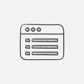 Browser window with folder contents sketch icon Illustrazione stock