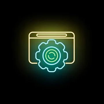 Browser window with glowing gear settings icon 库存插图