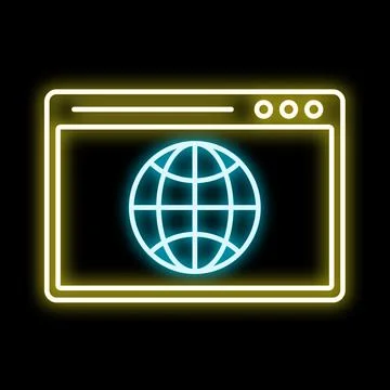 Browser window with glowing globe icon representing worldwide web 스톡 일러스트