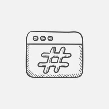 Browser window with hashtag sketch icon Stock-Illustration