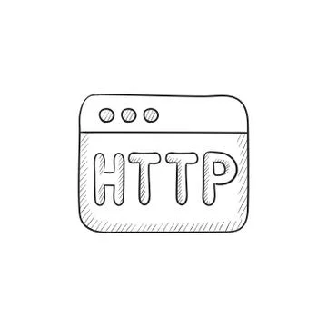 Browser window with http text sketch icon Ilustración de archivo