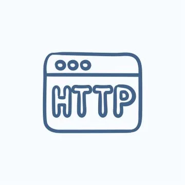 Browser window with http text sketch icon 库存插图