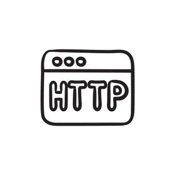 Browser window with http text sketch icon Ilustración de archivo