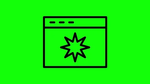 Browser window icon with star symbol zooming animation on green screen loop Stock Footage 330397537