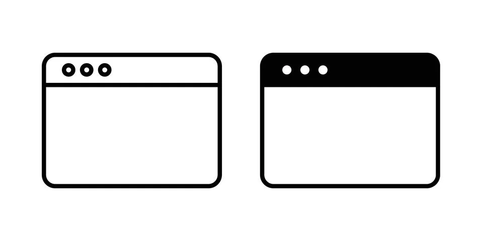 Browser window icon thin line and clipart style vector set Stock Illustration