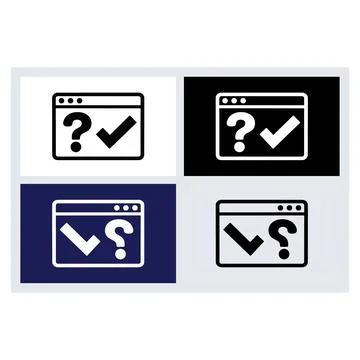 Browser window icons featuring a question mark and a check mark symbol Stock Illustration
