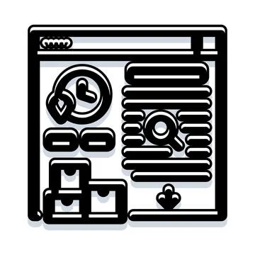 Browser window illustrating web design and search functionality Illustrazione stock