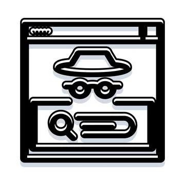Browser window with incognito detective hat and glasses Stock Illustration