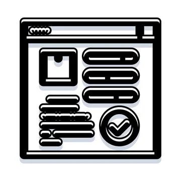 Browser window interface with checkmark icon Stock Illustration