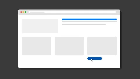 Browser Window Interface Navigation with Cursor Clicking Links on Solid Gra.. Stock Footage 346612223