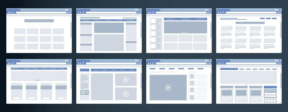 Browser window. Internet website icon. Example of flat web layout. Chat page Stock Illustration
