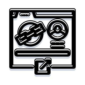 Browser window with link and social sharing icon Illustrazione stock