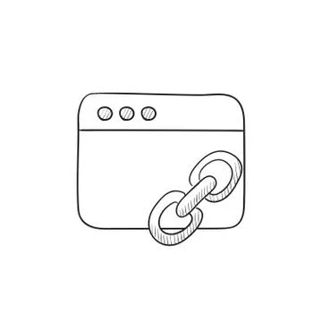 Browser window with link sign sketch icon 스톡 일러스트