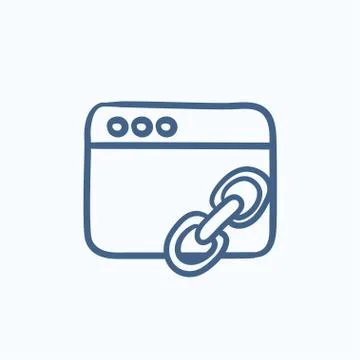 Browser window with link sign sketch icon 스톡 일러스트