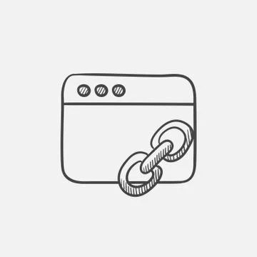 Browser window with link sign sketch icon 스톡 일러스트