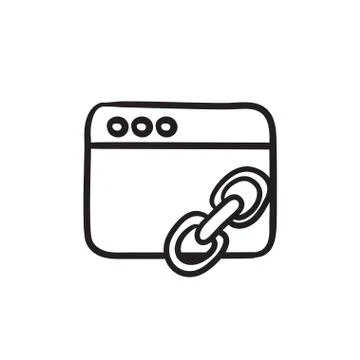 Browser window with link sign sketch icon 스톡 일러스트