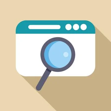 Browser window with magnifying glass searching online Stock Illustration