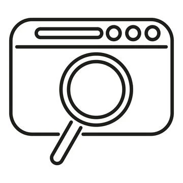 Browser window with magnifying glass searching online 스톡 일러스트