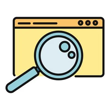 Browser window with magnifying glass searching online Illustrazione stock