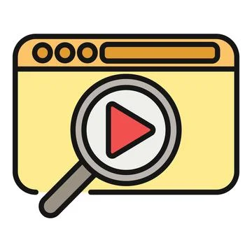 Browser window with magnifying glass searching video content 库存插图
