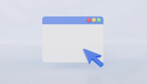 Browser Window with Mouse Cursor, Operating System User Interface Stock Illustration