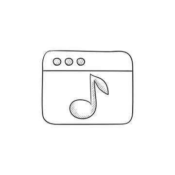 Browser window with music note  sketch icon 스톡 일러스트