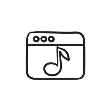Browser window with music note  sketch ico Illustrazione stock