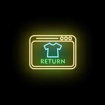 Browser window with a neon return icon for online shopping Stock-Illustration