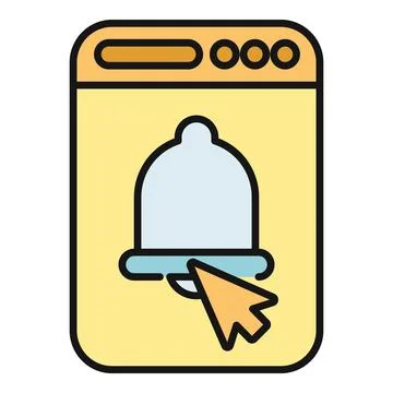Browser window with notification bell and mouse cursor Illustrazione stock