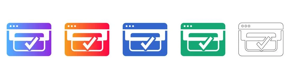 Browser Window Payment Icons Set Stock Illustration